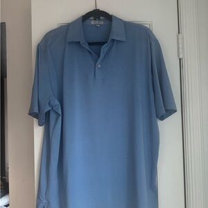Peter Millar Men’s Blue Striped Polo, Size Large